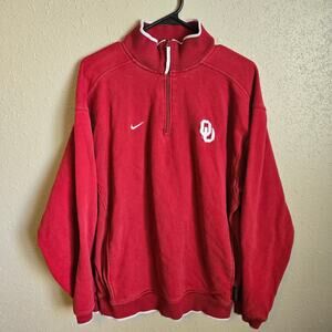 Nike Team Oklahoma Sooners 1/4 Zip Long Sleeve Sweatshirt Men's Size Medium‎